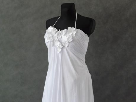 Bílé šifonové svatební šaty, XS-M - Obrázek č. 2