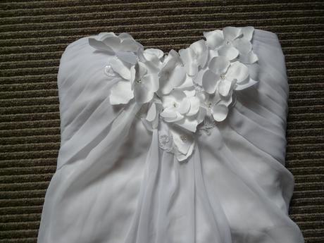 SKLADEM - svatební bílé šifonové šaty, XS-M - Obrázek č. 4
