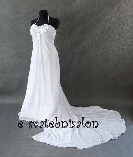 SKLADEM - svatební bílé šifonové šaty, XS-M - Obrázek č. 1