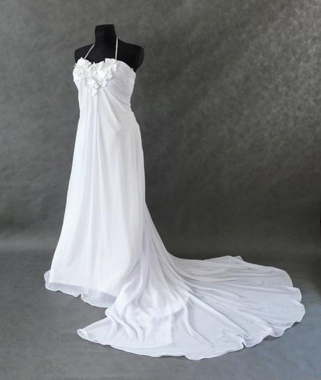 SKLADEM - svatební bílé šifonové šaty, XS-M - Obrázek č. 3