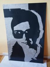 portrét 80 x 120 cm - antracit + strieborné trblietky