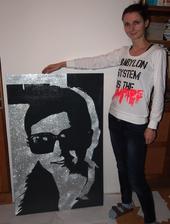 rozmer 80x120 cm v porovnaní so mnou - obraz je darček k narodeninám pre mladú slečnu