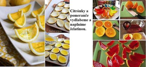 Duhové pomeranče a citrony na dětské oslavy.