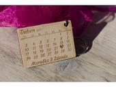 Svatební oznámení - dřevěný přívěšek na klíče, 