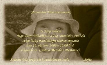 ..naša sofínka všetkých pozýva..