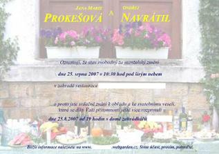 Oznameni svatby a pozvanka na garden-party posílaná po netu