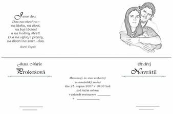 Přední a zadní strana svatebního oznámení...samovýroba - a vleze se presne do pap. obalu od CDa to kulaté průhledne okno vyjde přímo na tváře