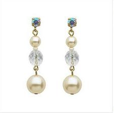 Cream stone top drop earrings