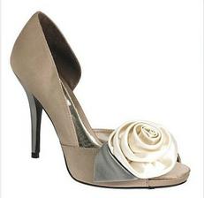 Light brown colour block corsage platform shoes