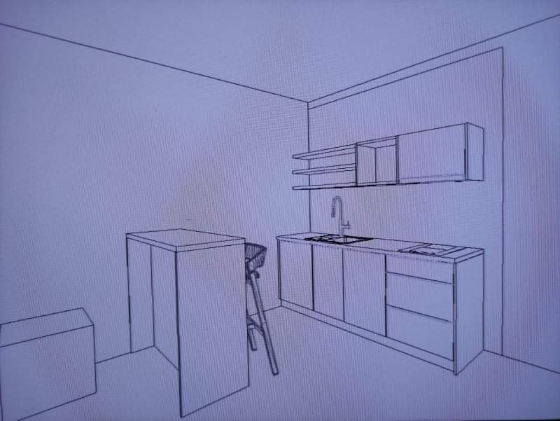 Hoštejnská vilka - Návrh kuchyňky v malém apartmánu.
