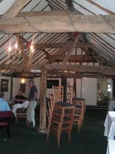 This will be the dance area, there are fairy lights around the beams