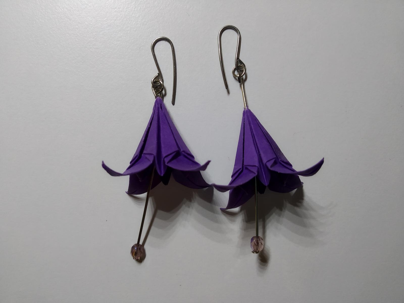 Náušnice zvončeky - origami - Obrázok č. 1