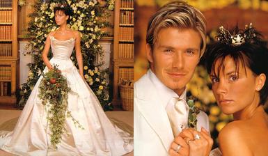 Písal sa rok 1999 a z "posh spice" Victorie sa stala raz a navždy pani Beckham. V tom čase už na svadbe pobiehal aj ich prvorodený syn Brooklyn. Posh spice mala šaty od Very Wang a na hlave korunku z 18 karátového zlata s diamantmi