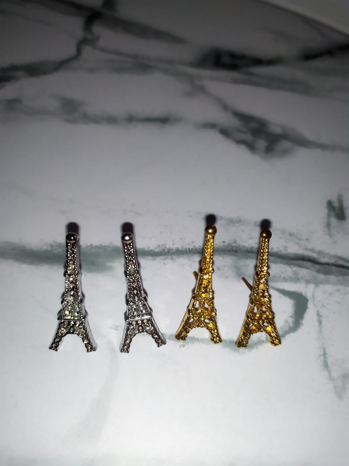 Zlaté náušnice Eiffelova věž - bižuterie - Obrázek č. 3