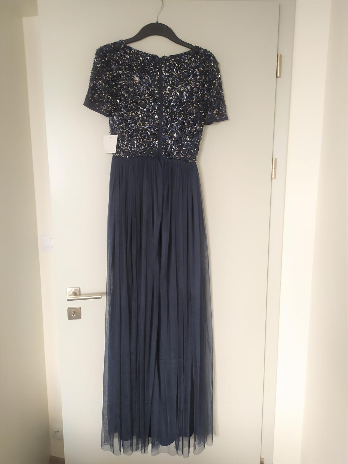 Tmavě modré maxi šaty s flitry - Obrázek č. 2