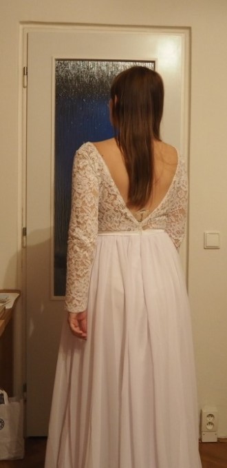 Svatební šaty L/XL bílé s holými zády - nové - Obrázek č. 2