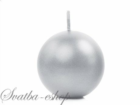 Svíčka koule ø 60 mm perlěťová stříbrná - Obrázek č. 1