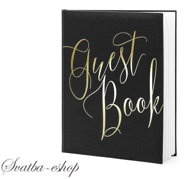 Kniha hostů černá se zlatým nápisem Guest Book - Obrázek č. 1