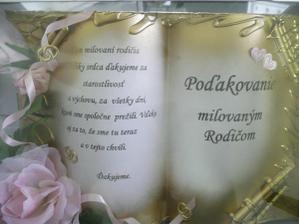 Podakovanie mojim rodicom objednane