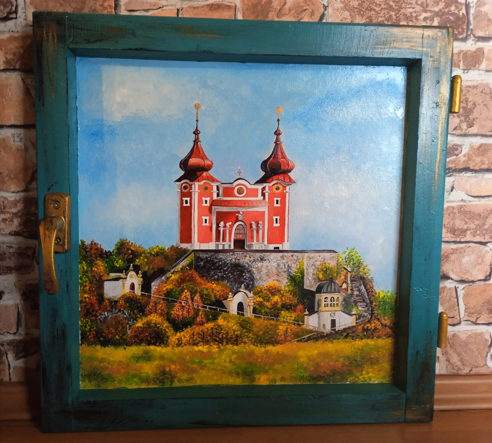 Obraz v starom okne Banská Štiavnica jesenná kalvaria - Obrázok č. 1