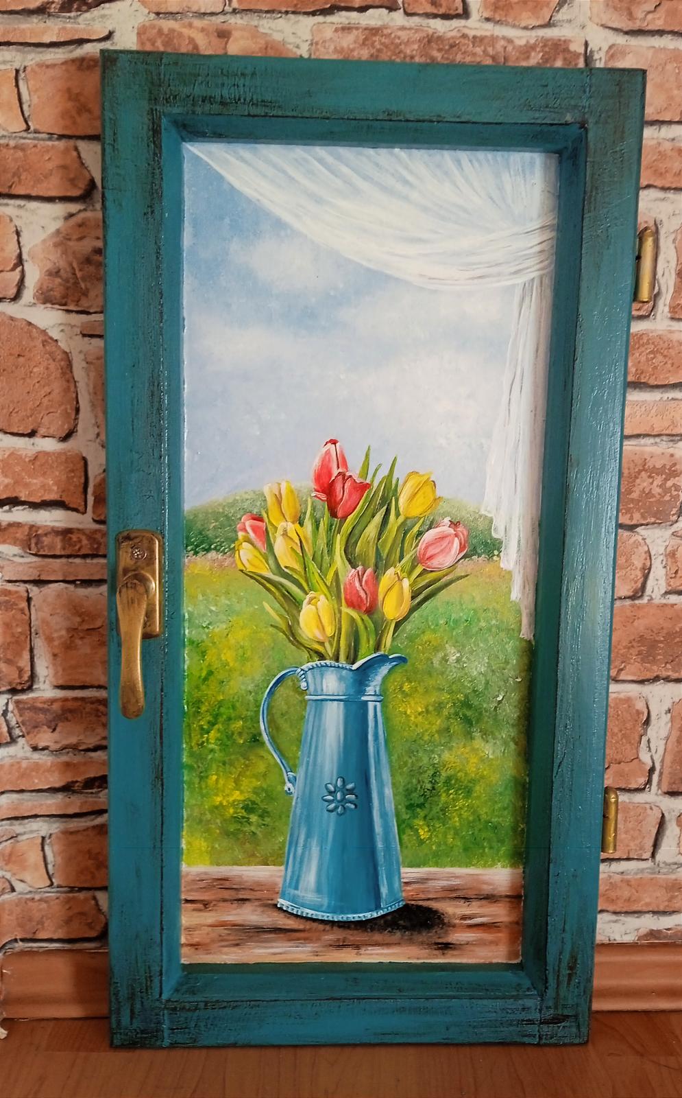 obraz v starom okne Tulipány - Obrázok č. 1