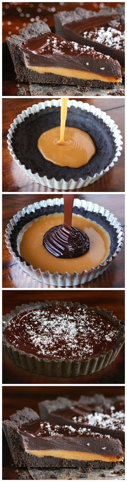 Americké koláčky - Dark Chocolate Salted Caramel Oreo Pie