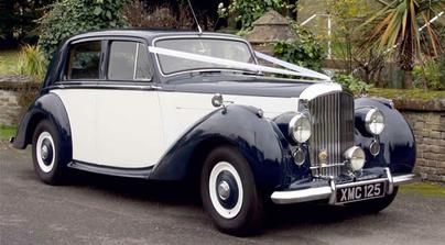 Our car booked for the Wedding - Bentley Mark VI, Navy and Ivory, our colour theme