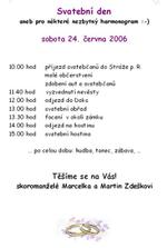 harmonogram - přidali jsme svatebčanům k oznámení