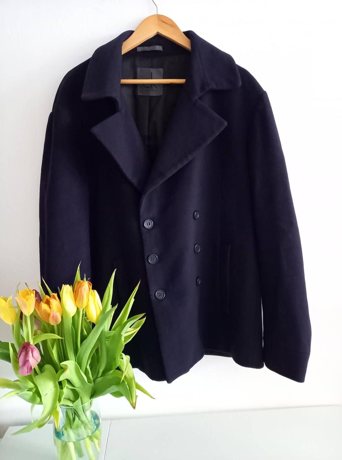 tmavě modrý vlněný kabát Calvin Klein - Obrázek č. 1