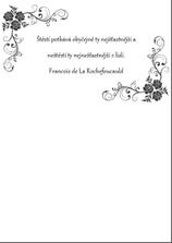 Druhá strana jmenovky, citát má každý jiný a pod něj přijde čtyřlístek