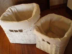 Sada bielych košíkov darček pre Mišku a jej babatko - 25x25x25 cm a 20x20x20 cm
