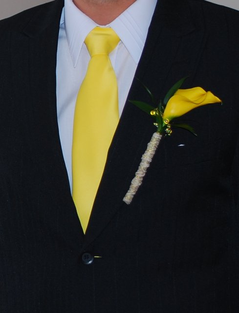 Žluťásková - moc hezky to vypadá, jen jestli nezvolit žlutou košili a jiný odstín žluté kravatu, nebo bílou kravatu - co myslíte?