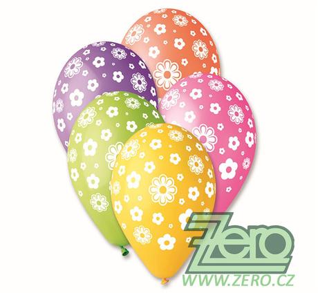 Balónky nafukovací Ø 30 cm (5 ks) - květy mix - Obrázek č. 1