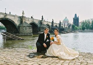 Vltava River with Charles Bridge behind us