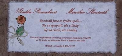Oznámení na ručním papíru - samovýroba