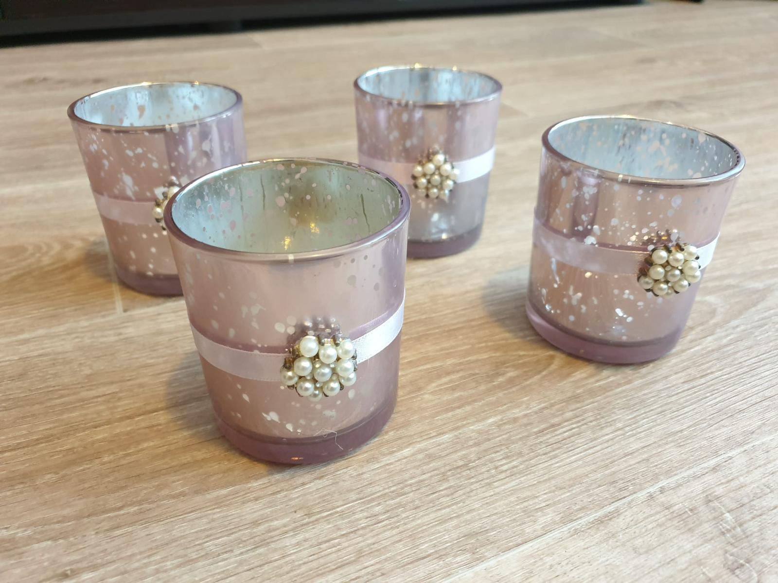 Růžové svícínky na čajovou svíčku - 4 ks - Obrázek č. 3