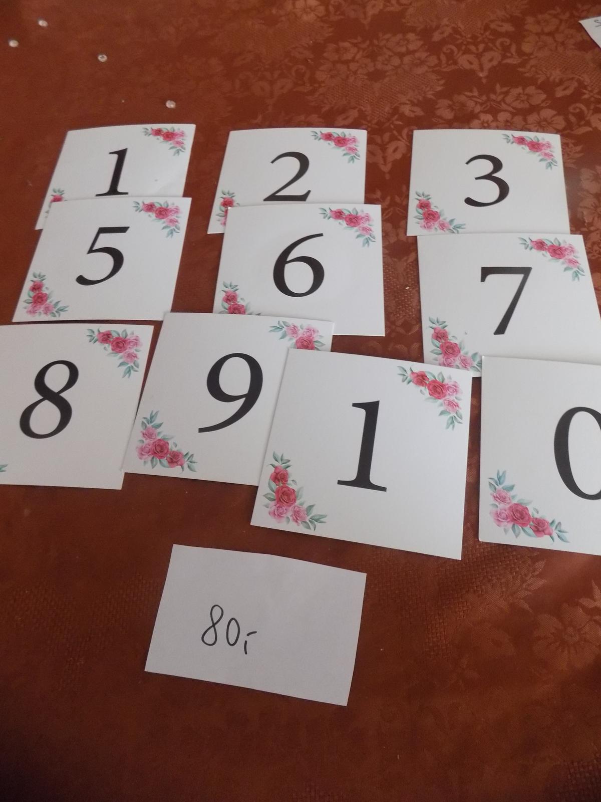 Cedulky s čísly na označení stolů 1-10 - Obrázek č. 1