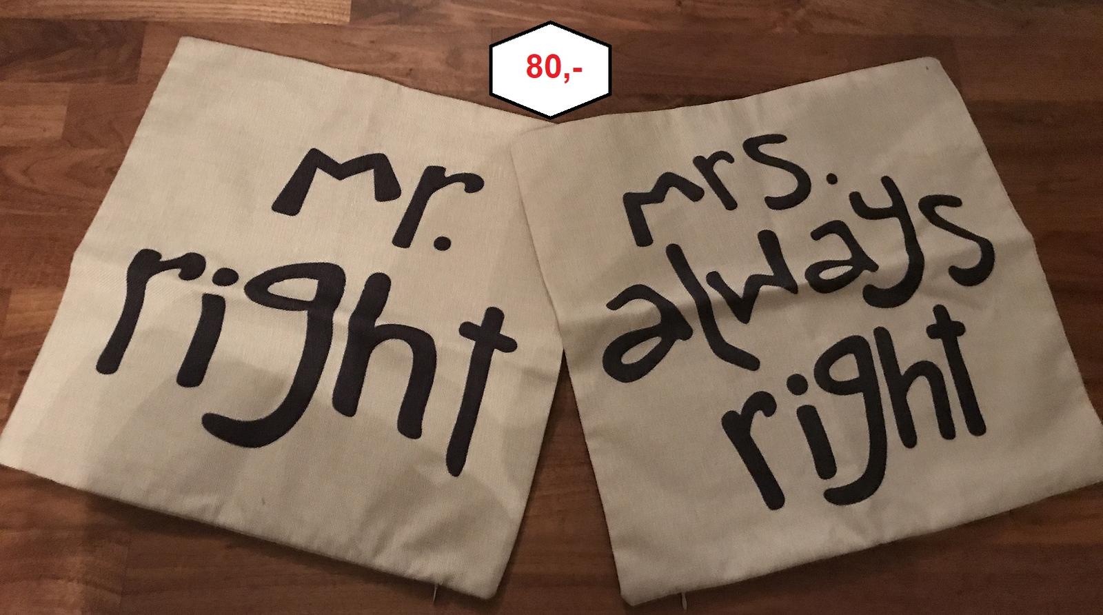 Potahy na polštáře Mr. Right & Mrs. Always Right  - Obrázek č. 1