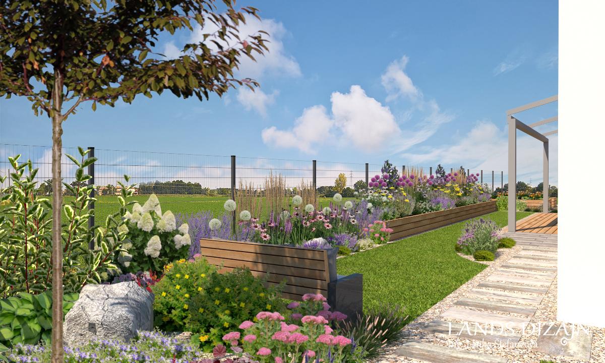 Návrh kvetinovej záhrady s lavičkou - Obrázok č. 2