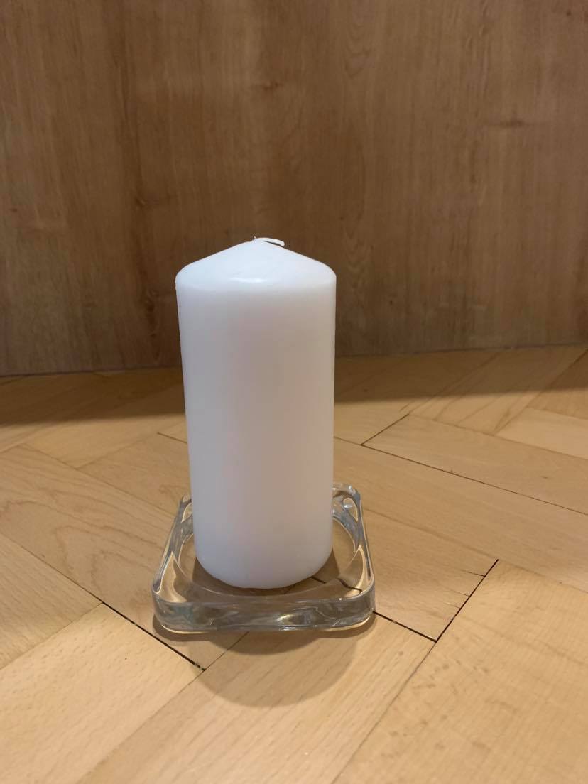 Bílá svíčka 15 cm + podtácek 10 x 10 cm - Obrázek č. 4