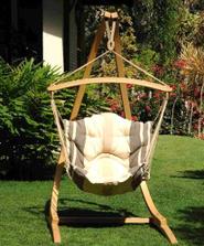 WOLKE 7 CHAIR SET - závěsné křeslo s fleecovým potahem + dřevěný stojan
