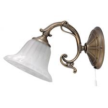 Světelné zdroje: 1xE14/max.40W, ovládání: šňůrový vypínač, výška:160mm, šířka:170mm, vzd. od zdi: 340mm, material svítidla: kov (bronzová barva) / sklo (bílý alabastr)
