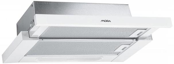 Mora OT 631 W - výkon odsavače 250 m3/h, hlučnost 56 dB, ovládání knoflíky, halogenové osvětlení 2 x 56W