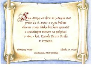 Zadná strana nášho oznamka so slovenským textom.