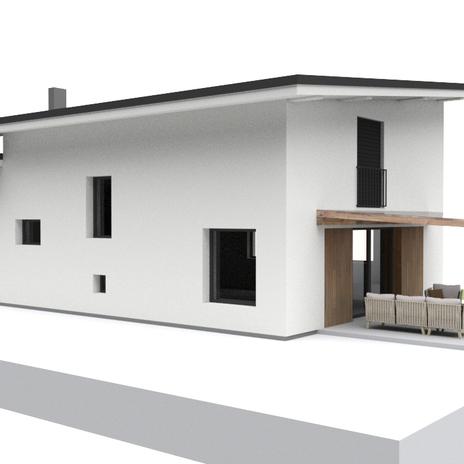 Návrh minimalistickej fasády, prístavby garáže a pergoly