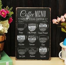 tabulka nad kavovy stolik Vintage Coffee Menu Tin Sign Plaque Metal Art Poster Bar Pub Cafe Home Decor 4eura www.wish.com