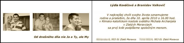 nase svadobne oznamko-vlastna vyroba