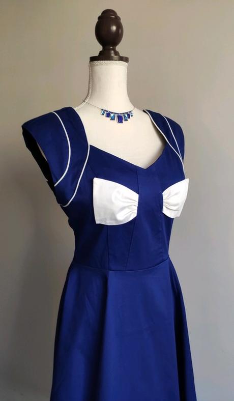 Tmavě modré šaty retro pin-up - Obrázek č. 2