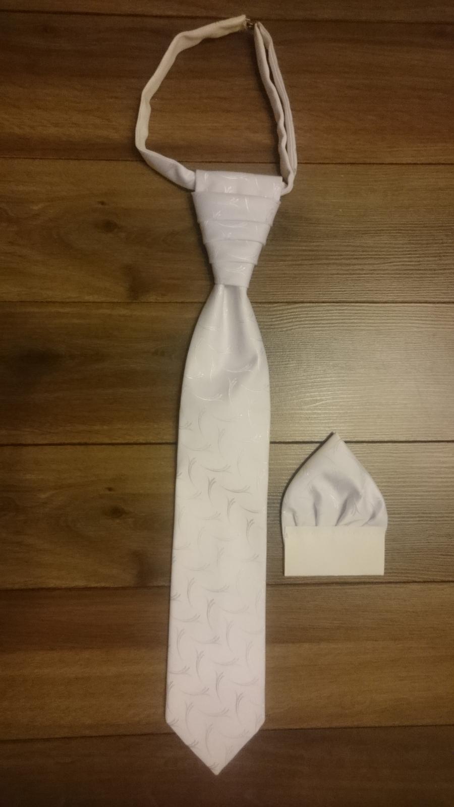 Snehovo-biela francuzska kravata + "vreckovka" - Obrázok č. 1