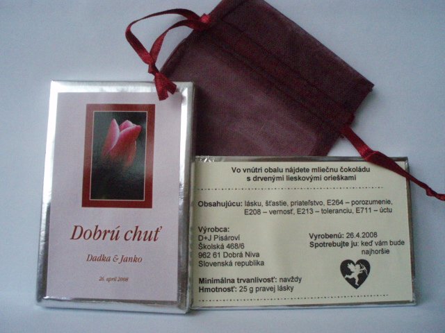 26.4.2008 - Dadka a Janko - Čokoládky ako poďakovanie